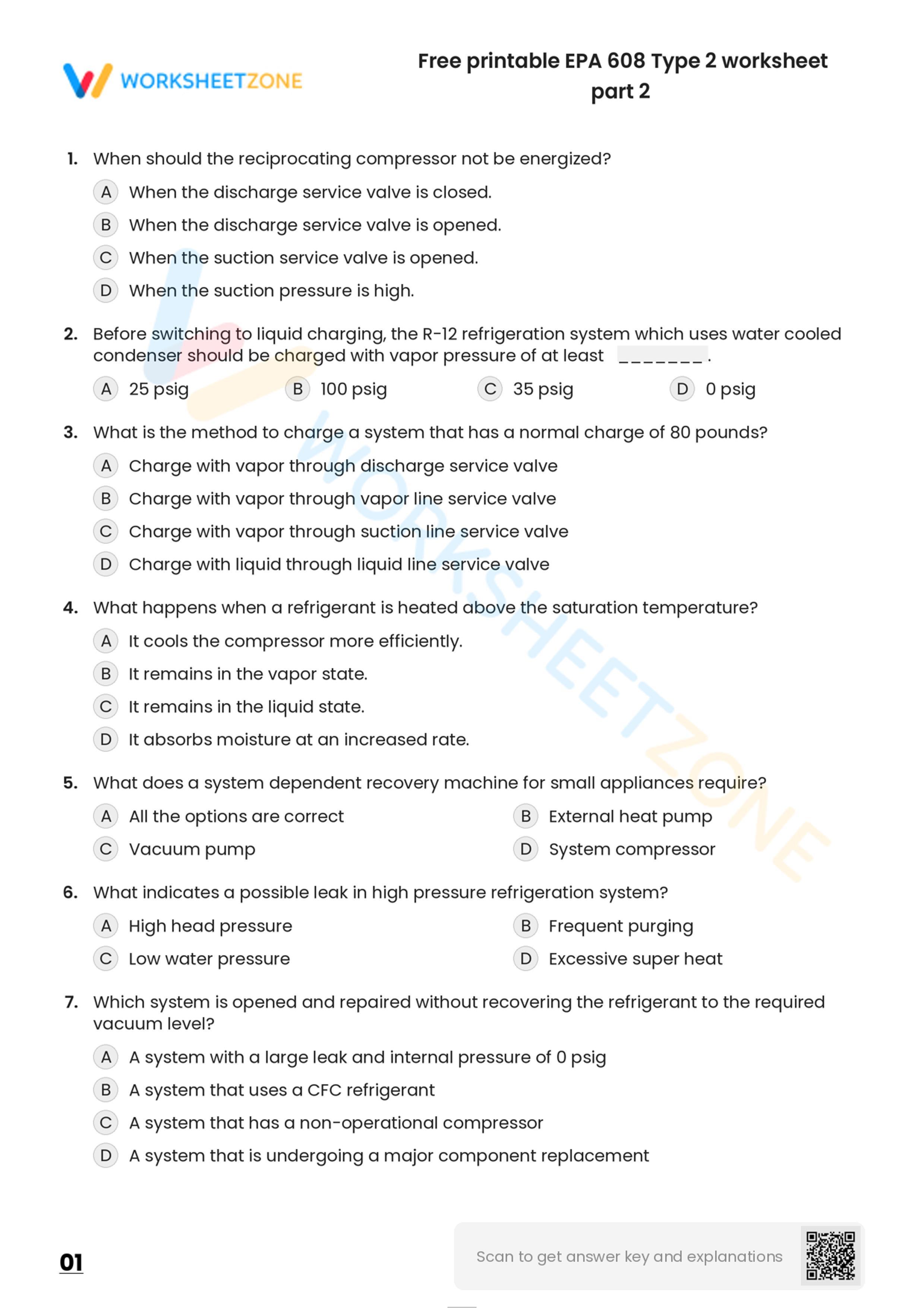 EPA 608 Worksheets 2024