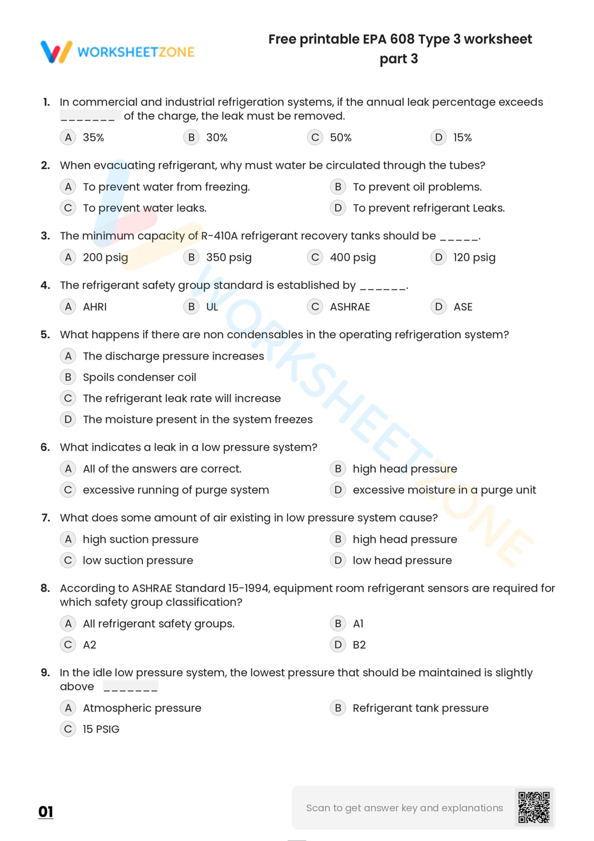 EPA 608 Worksheets 2024