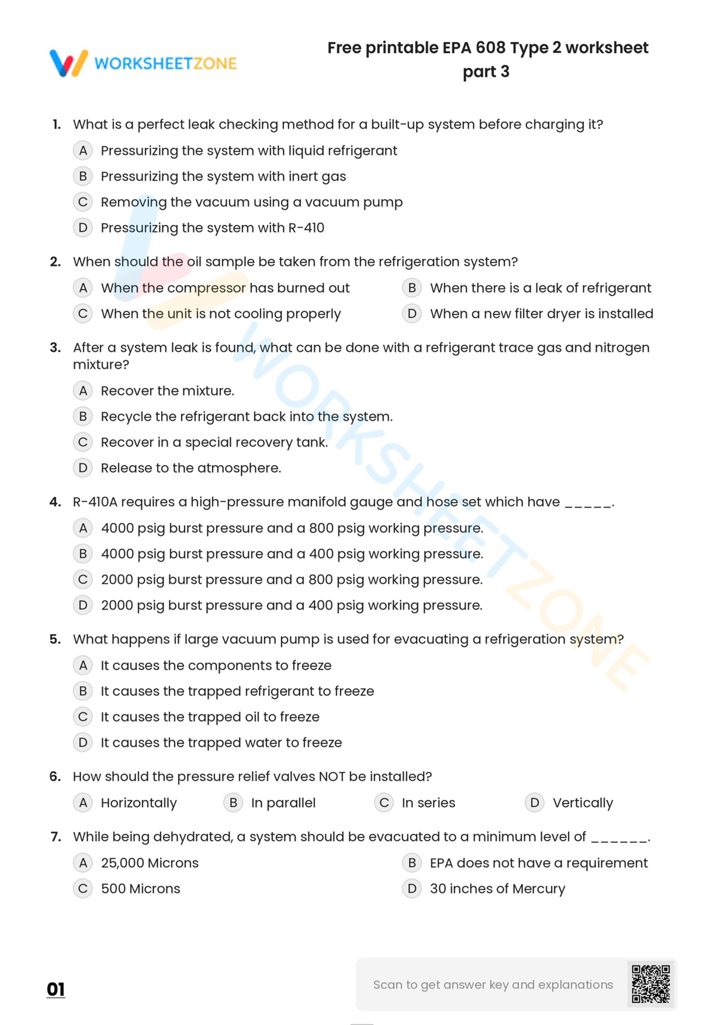 EPA 608 Worksheets 2024