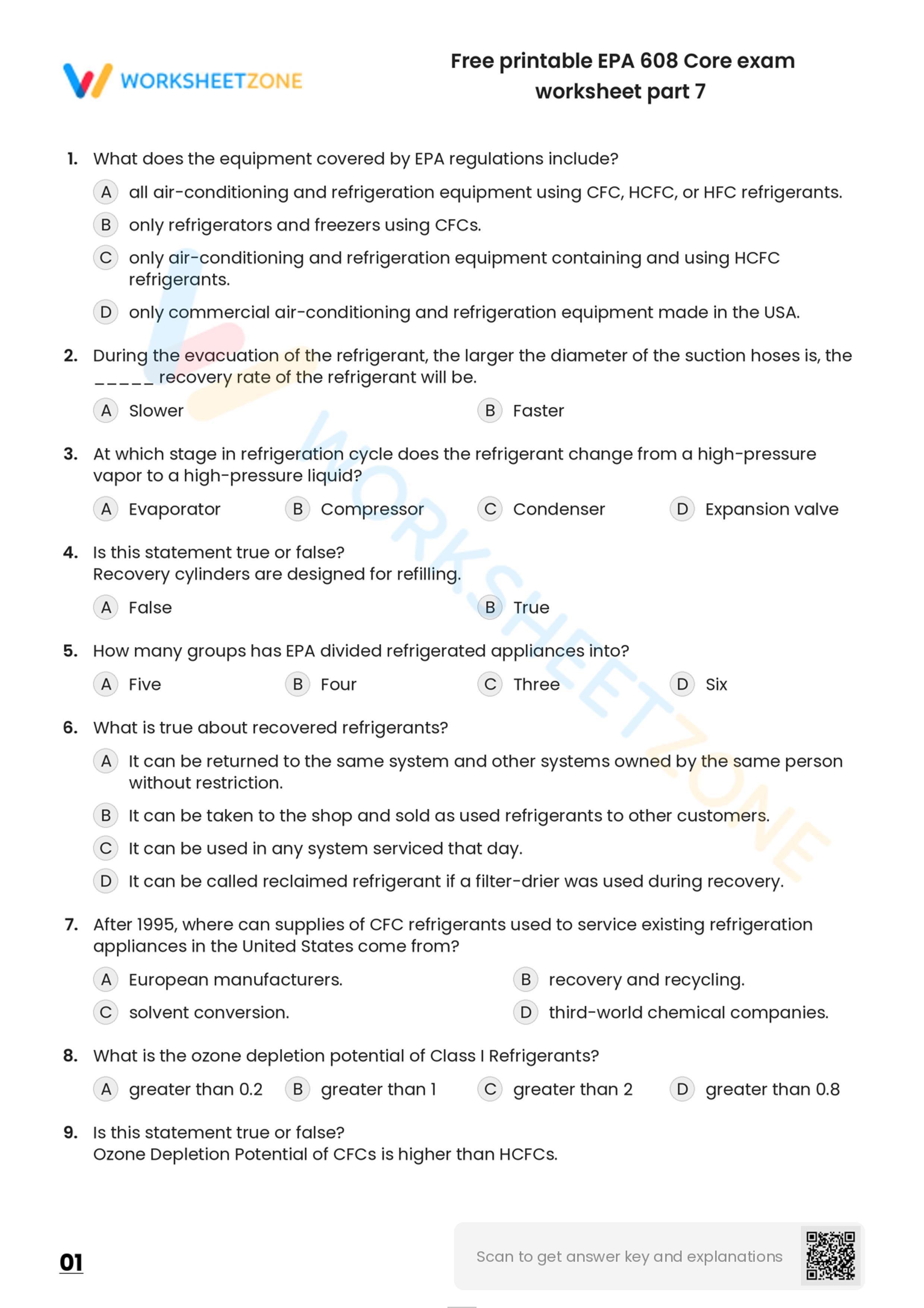 EPA 608 Worksheets 2024