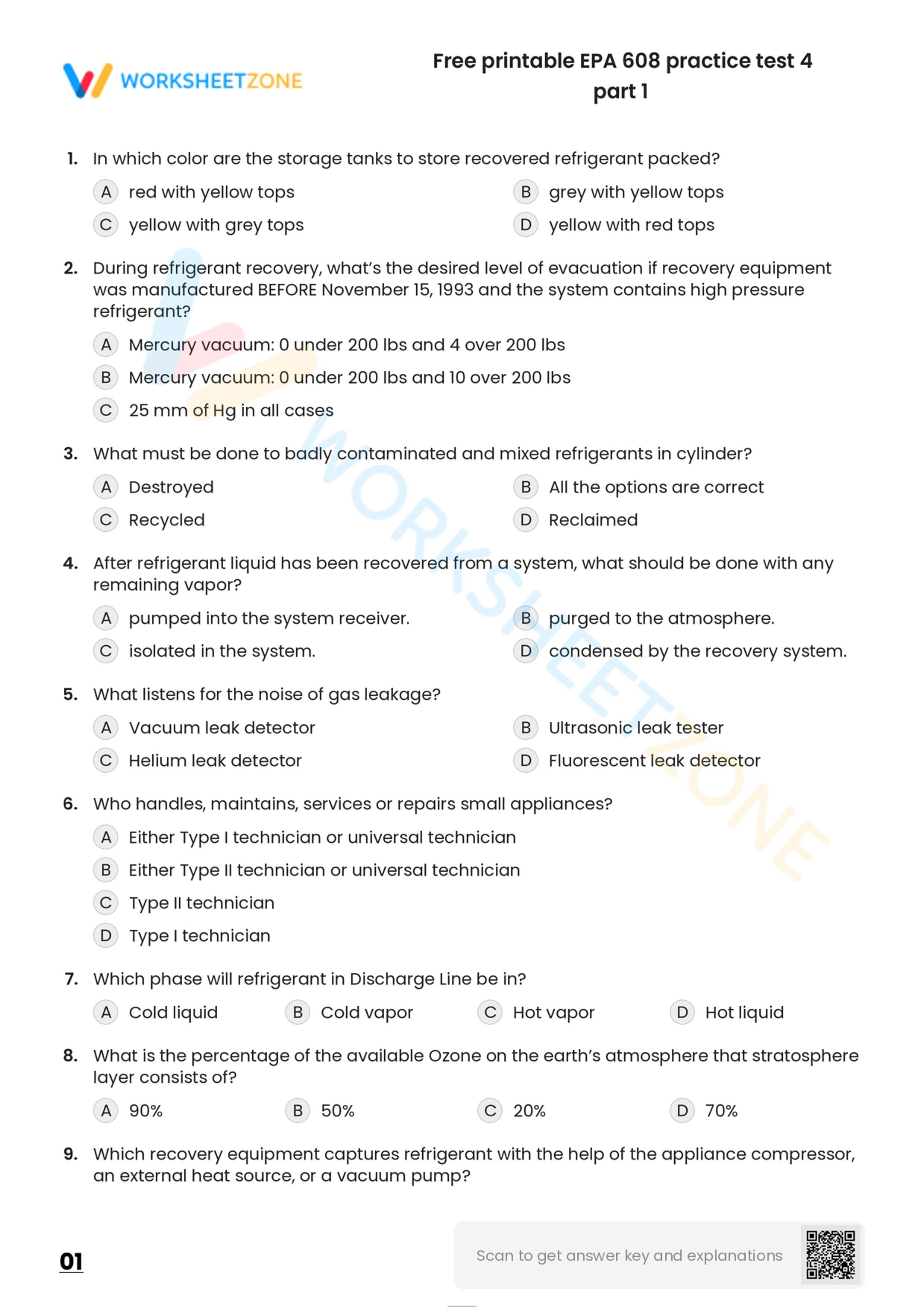 EPA 608 Worksheets 2024