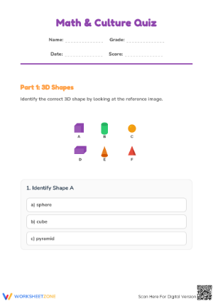 Printable CCSS.1.G.A.1: 3D Shapes — Grade 1