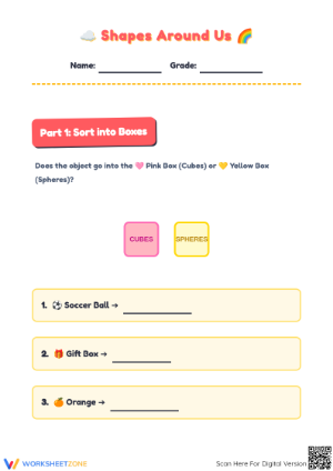 Kindergarten 3D Shapes — Printable No-Prep Worksheet