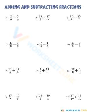 Operations with Fractions Worksheet