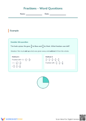 Fraction Word Problems Worksheet | Grade 5 Essential