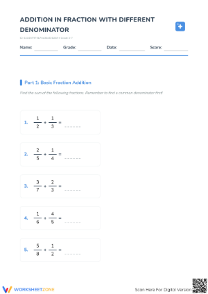 Essential Adding Fractions Worksheet | Grade 5 Math