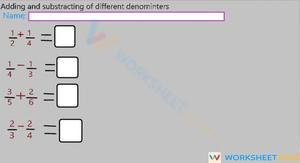 Fractions with Different Denominators Practice