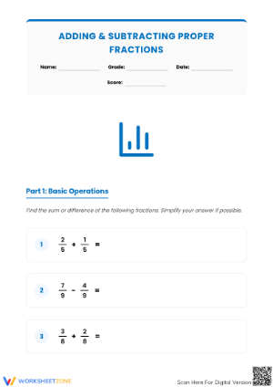 Printable Fractions Worksheet | Grade 5 Math