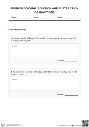 Grade 5 Fraction Word Problems — Essential No-Prep Worksheet