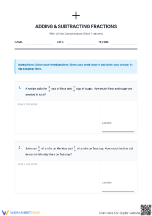 Essential Fraction Word Problems Worksheet | Grade 6 Math