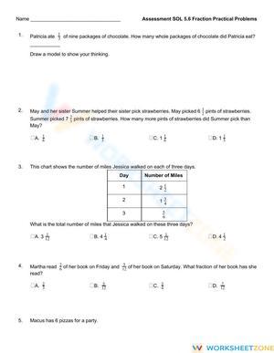 Math SOL 5-6 Assessment Worksheet