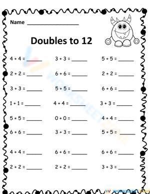 Use Doubles to Add: Math Worksheet Practice