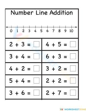 Number Line Addition Practice Worksheet
