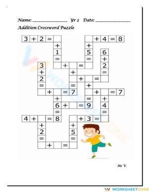 Addition Crossword Puzzle