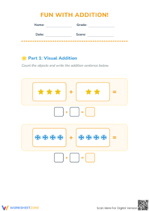 Essential Introduction to Addition Worksheet | Grade K Math
