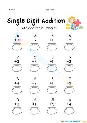 Build Math Confidence with This Single-Digit Addition Sheet