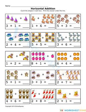 Horizontal Addition Practice Worksheet