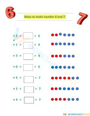 Explore Ways to Make Numbers 6 and 7 Worksheet