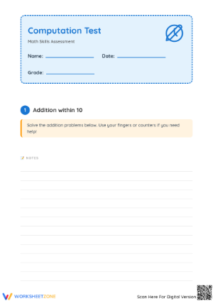 1.OA.C.6 Worksheet: Computation Skills — Grade 1 Aligned