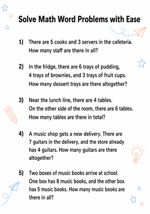 Printable Math Word Problems Worksheet | Grade 2