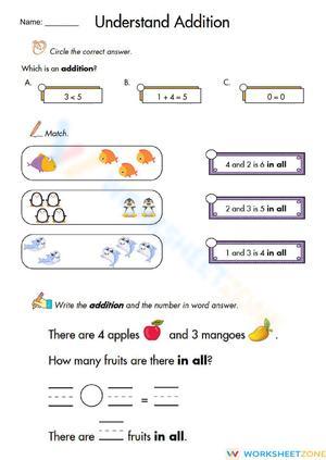 Addition Worksheet for Grade 1 Math Practice