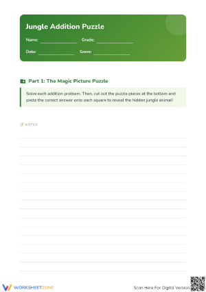 Printable Addition Puzzle Worksheet | Grade 2 Math