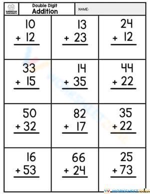 Two-Digit Addition Practice Sheet