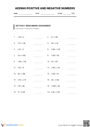 7.NS.A.1: Adding Positive & Negative Numbers Aligned