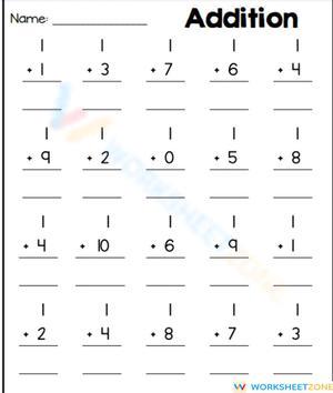 Addition Practice: Adding 1 Worksheet