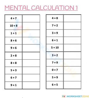 Mental calculation 1