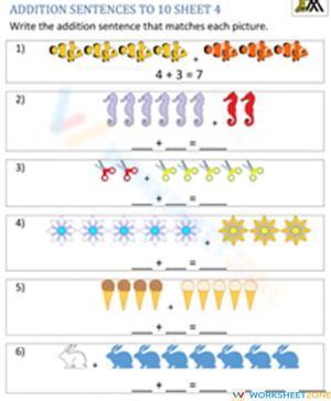 Addition Sentences Practice to 10