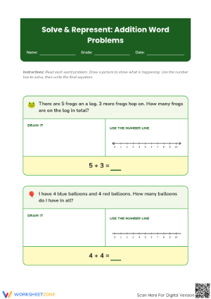 Grade 1 Addition — Printable No-Prep Worksheet