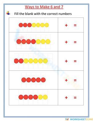Ways to Make Numbers 6 & 7: Math Practice Sheet