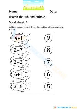 Fun Math: Fish and Bubble Worksheet