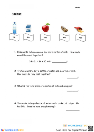 Adding Prices Activity for Students