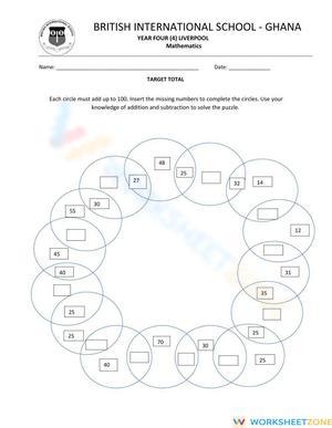 Target Total Addition Worksheet