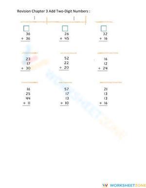Addition of Three & Four 2-Digit Numbers