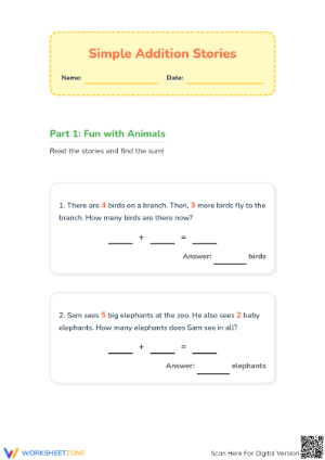 Addition Word Problems Worksheet | Grade 1 Essential Math