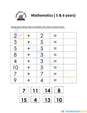 Addition for Ages 5-6: Fun Math Worksheet