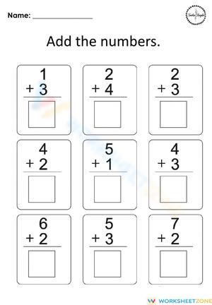 Worksheet for Kids – Add Numbers Up to 10