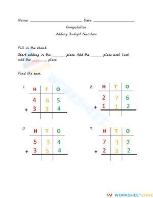 Adding 3-Digit Numbers: Practice Worksheet