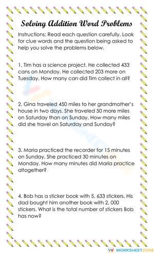 Solve Addition Word Problems
