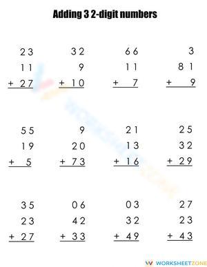 Adding Three 2-Digit Numbers