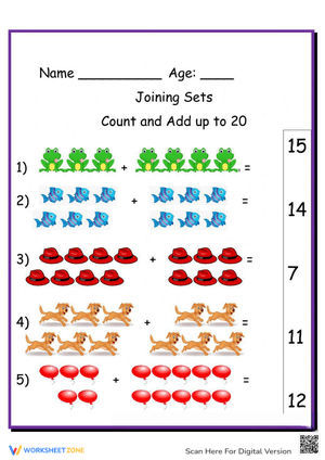 Joining Sets: Count and Add Worksheet