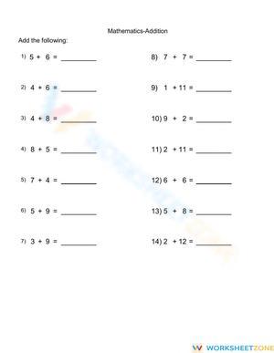 Single-Digit Sums Worksheet