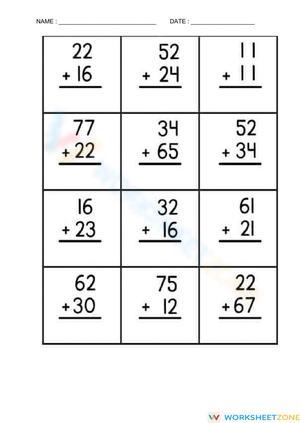 Easy Addition Practice Worksheet