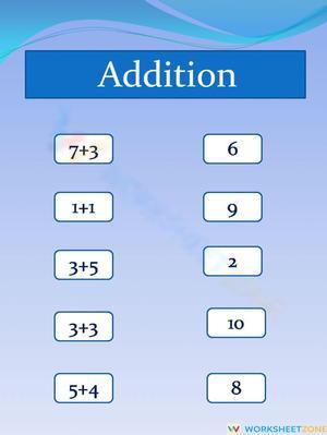 Addition Worksheet – Connect Sums with Correct Answers