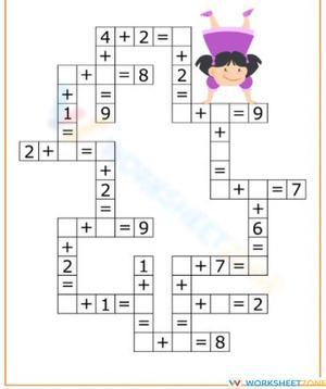 Math Addition Crossword Puzzle Grid