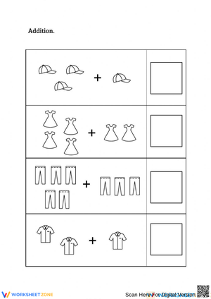 Clothing-Themed Addition Worksheet