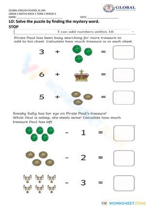 Stop Drop and Roll Addition and Subtraction Mystery Puzzle